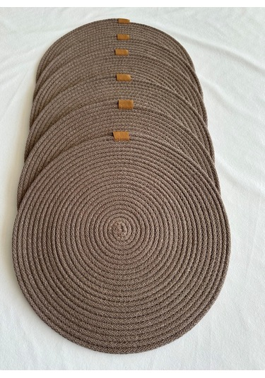 Yuvarlak Amerikan Servis Sofra Altlığı, Masa Dekoru Supla 33x33 6lı Sepya