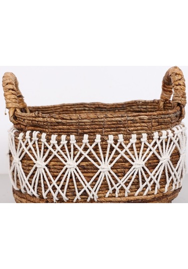 Ürgüp 34x31x28 Cm. Doğal Abaka El Yapımı Oval Sepet M Bej