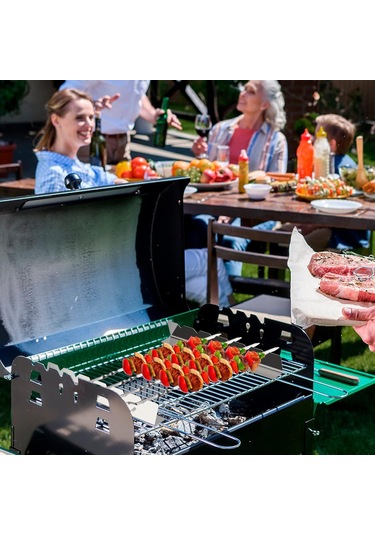 Paslanmaz Çelik Şiş Seti, Tutucu, 6 Şiş Ve 1 Çerçeveli Izgara Aksesuarları, Dış Mekan Izgarası...