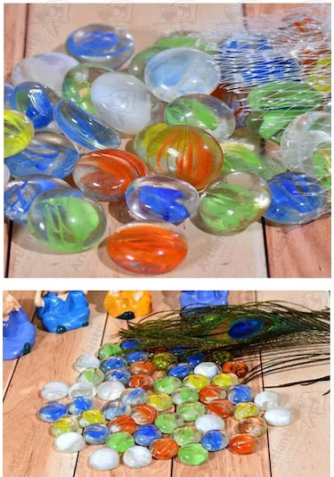Dekoratif Renkli Düz Cam Taşlar 40 Lı 1 Paket El Sanatları Vazo Doldusu Akvaryum Süsü Değerli Cam Taşları