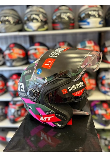 Mt Helmets Cosmo Sv Sergıo Garcıa D18 Kask Mat Pembe Yeşil