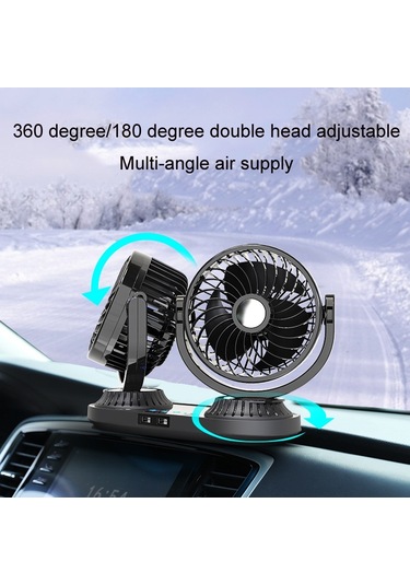 F623u 12v/24v Araç Elektrikli Salınımlı Kafa Dönebilen Çift Kafalı Fan Deluxe