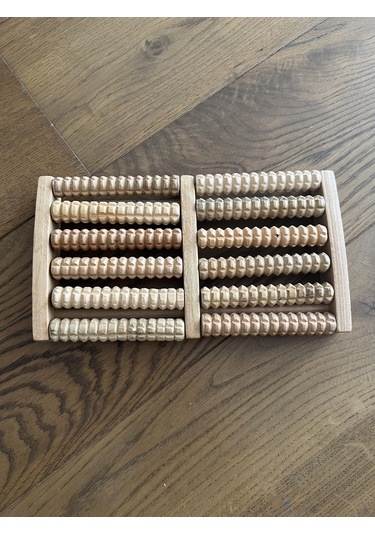 Asmr Ahşap Ayak Masaj Aleti /12 Döner Merdaneli Refleksoloji Ayak Masajı Aleti