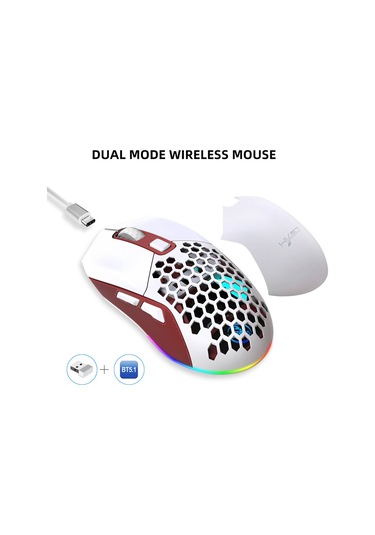 Yunboo Hafif Kablosuz Oyun Faresi - 4800dpı, Çift Kapaklı, Rgb Aydınlatmalı, Şarj Edilebilir