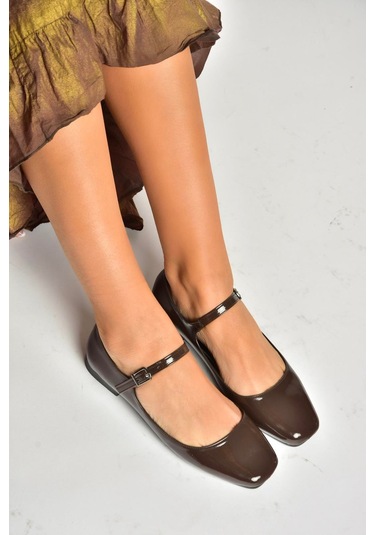 Fox Shoes S726252508 Kadın Babet - Kahverengi Rugan