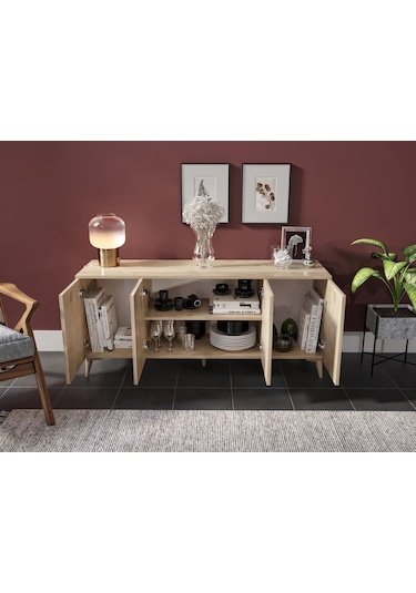 Kznhome Çok Amaçlı Meşe Konsol - Tamamı 1. Kalite Mdf