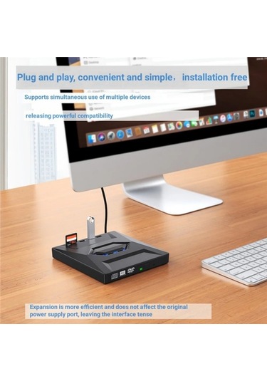 Sones B21-y 3.0 Usb Harici Mobil Çok İşlevli 5'i 1 Arada Dizüstü Bilgisayar Tipi C Dvd Kaydedici Optik Sürücü