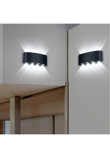 Vkemall 8w Metal Led Duvar Lambası - Ip65 Su Geçirmez, 6500k Beyaz Işık, İç/ Dış Mekan Uyumlu, Kolay Kurulum Siyah