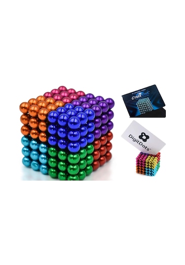 Magnetic Cube 8 Renk 216 Adet 5 Mm Manyetik Mıknatıs Toplar. Kart