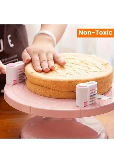 Zhanglei001 Yeşil 5 Katlı Ayarlanabilir Pasta Dilimleyici Ve Ekmek Bölücü Seti 2 Parça