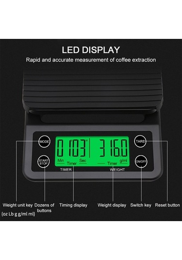 Ulzyvf Hassas Mutfak Terazisi, Kahve Ve Yüksek Ölçüm Hassasiyetli Siyah