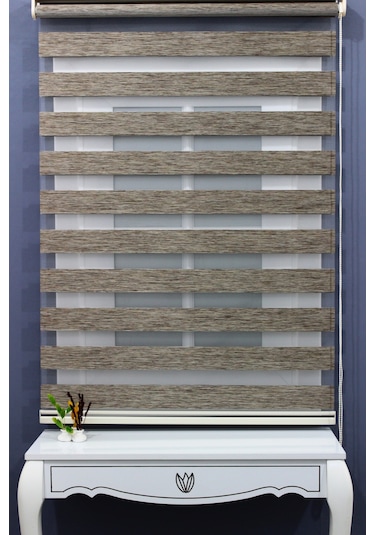 Ahşap Desenli Bambu Zebra Perde