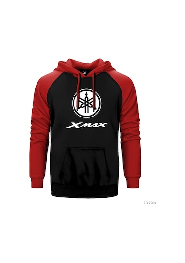 Xmax Logo Kırmızı Reglan Kol Kapşonlu Sweatshirt Kırmızı