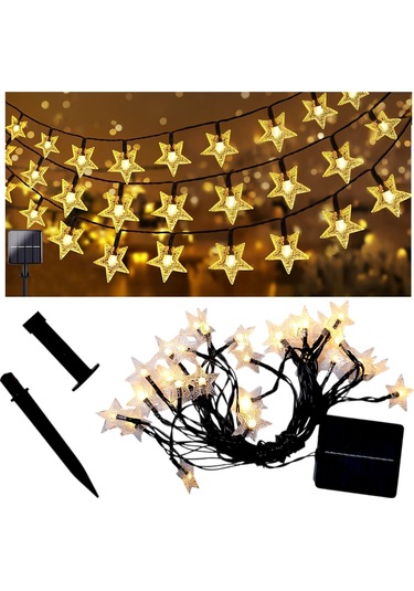 Upway Güneş Enerjili 30 Led Yıldız Dekoratif Işık Dış Mekan İçin Su Geçirmez Led 7m Gün Işığı