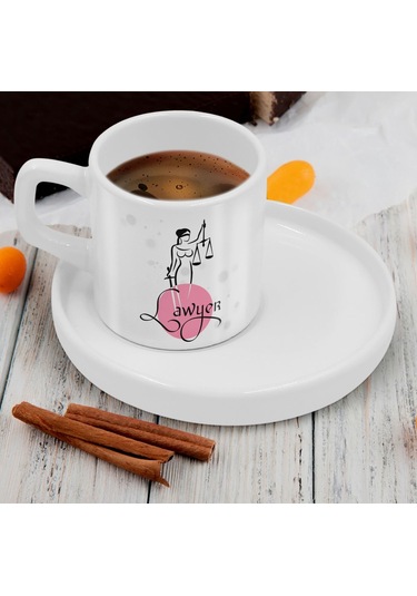 Bk Gift Kişiye Özel Sunum Tabaklı Avukat Tasarımlı Kahve Fincanı-10, Sevgiliye Hediye, Arkadaşa Hediye, Avukata Hediye Kobitmeyen137774 Bk Gift