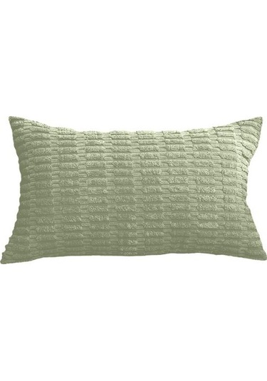 Yeşil 2 Adet Kadife Yastık Kollu İskandinav Düz Renk Kare Yastık Görünmez Fermuar Tasarımlı Yastık Kılıfı