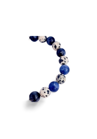 Gümüş Sodalit Dalmaçyalı Jasper Doğal Taş Tasarım Kadın Gümüş Bileklik Gümüş