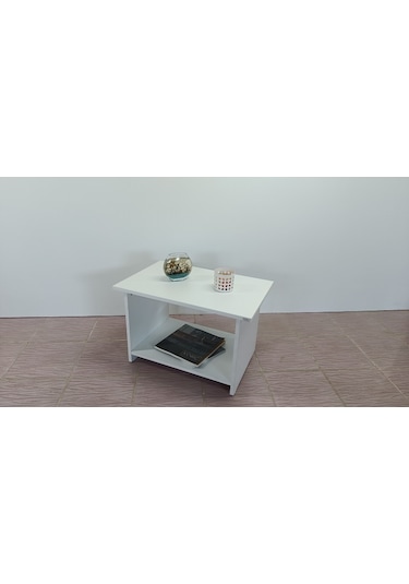 KOBİÇ RAFLI OFİS SEHPASI 60X45X45 CM (BEYAZ)