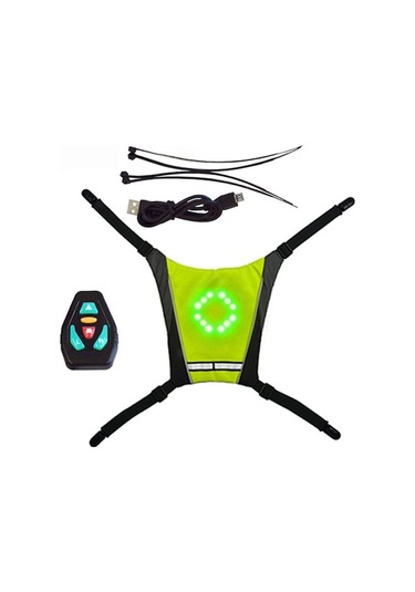 Bisiklet Led Uzaktan Kumandalı Güvenlik Işık Yeleği - Sarı, 24 Saat Çalışma Süresi Sarı Sarı