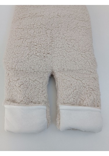 Bebek Dış Kundak Battaniyesi Welsoft Ekstra Uzun Kışlık Peluş Ayakları Açılabilen Uyku Tulumu 0-12ay Vizon