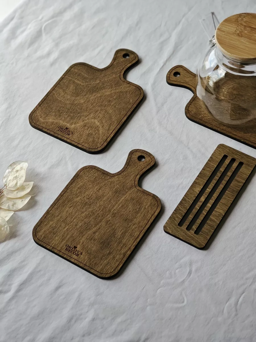 Orlov's Decor Sıcaklık Altlıkları 3 Adet Ahşaptan Set Olarak 158060355 Kahverengi