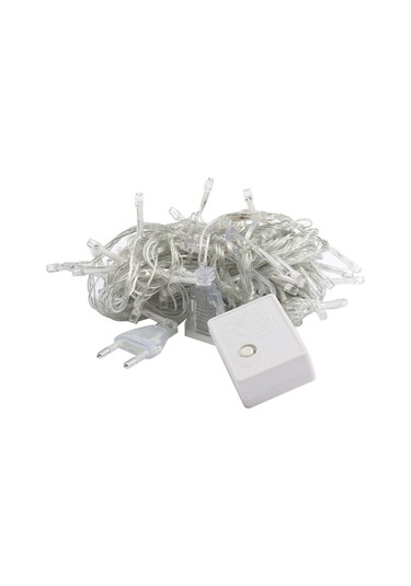 Fişli Peri Led Işık Gün Işığı Renk 10 Metre 100 Led Şeffaf Kablo 8 Modlu Dış Mekan Dekoratif Aydınlatma Gün Işığı