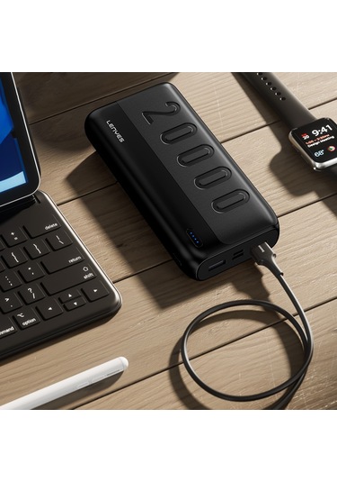 Lenyes PX235P 10 W 20000 mAh Led Işık Göstergeli Taşınabilir Powerbank Siyah