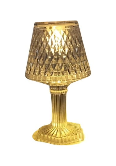 T.concept Dekoratif Şeffaf Pilli Mini Abajur 12 Cm Beyaz