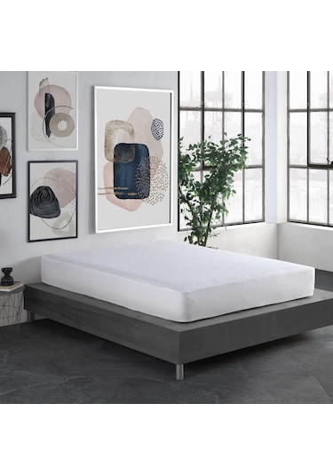 Soley Sıvı Geçirmez Fited Pamuklu Alez Tek Çift Kişilik Yatak Koruyucu Beyaz