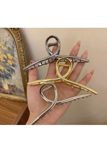 Gümüş Renk 11 Cm Büyük Boy Metal Mandal Saç Tokası Güçlü Ve Şık Gümüş