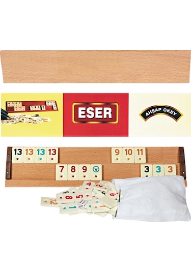 Büyük Boy Ahşap Okey Takımı Eser Okey