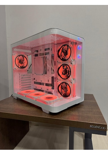 Anime Karakterli 7 Argb Fanlı Beyaz Kavisli Cam Akvaryum Kasa