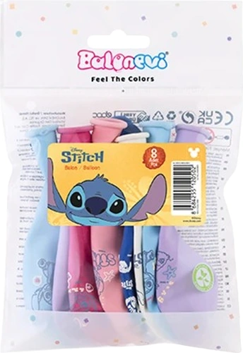 Baskılı Orjinal Lisanslı Lilo Stitch Stiç 8 Li Balon 12 İnç 30 Cm. Sadece 8 Li Balon Karışık Renkli