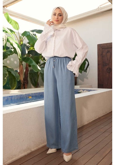 Neways 1105-denim Battal Lastikli Pantolon Mavi Çok Renkli