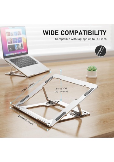 D24-3 Alüminyum Alaşımlı Dizüstü Bilgisayar Soğutma Standı Katlanabilir Masaüstü Yüksekliği Ayarlanabilir Dizüstü Bilgisayar Braketi - Gri