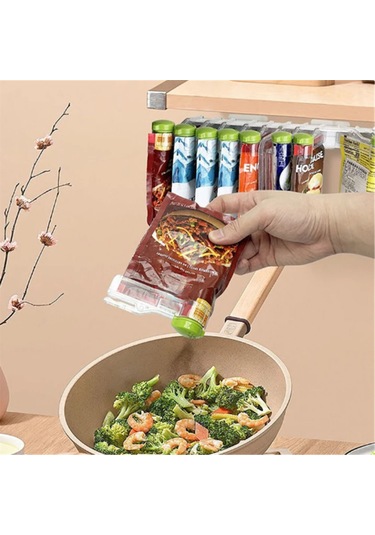 Fosenze "duvar Tipi Baharat Saklama Rafı - 10 Gözlü Pratik Baharat Organizer, Yeşil Renk" Yeşil