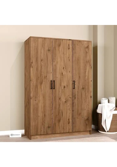 Kardelen Serisi Atlantik Çam 3 Kapaklı 5 Raflı 120 Cm Elbise Dolabı Atlantik Çam