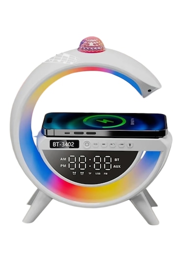 Beemen Masaüstü Led Rgb Gece Lambası Dijital Saat Bluetooth Hoparlör