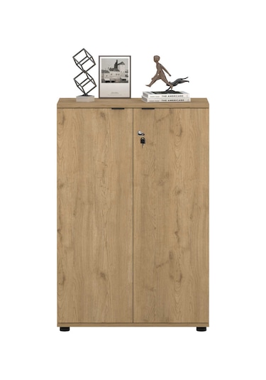 Rio 3 Raflı Kapaklı Kitaplık - Florida Meşe 72x109x34 Cm Meşe