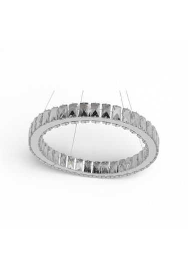 Kristal Uzaktan Kumandalı 40 cm Avize Krom