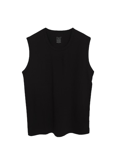 Siyah Erkek Düşük Kollu T-Shırt-Siyah