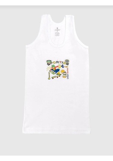 Ceylanoğlu 6'lı Ribana Baskılı Erkek Çocuk Atlet-318 Beyaz