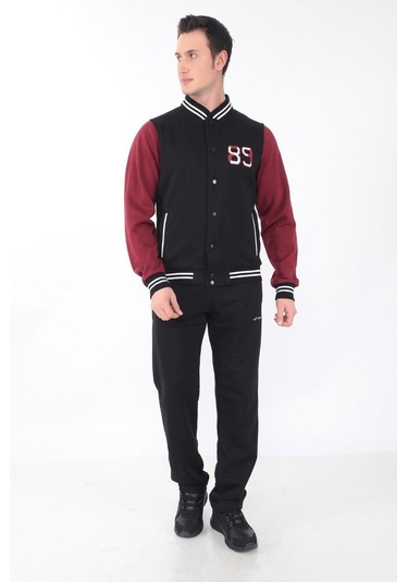 Erkek Kolej Ceket 3 Iplik Içi Fileli Kolej Ceket Siyah Bordo