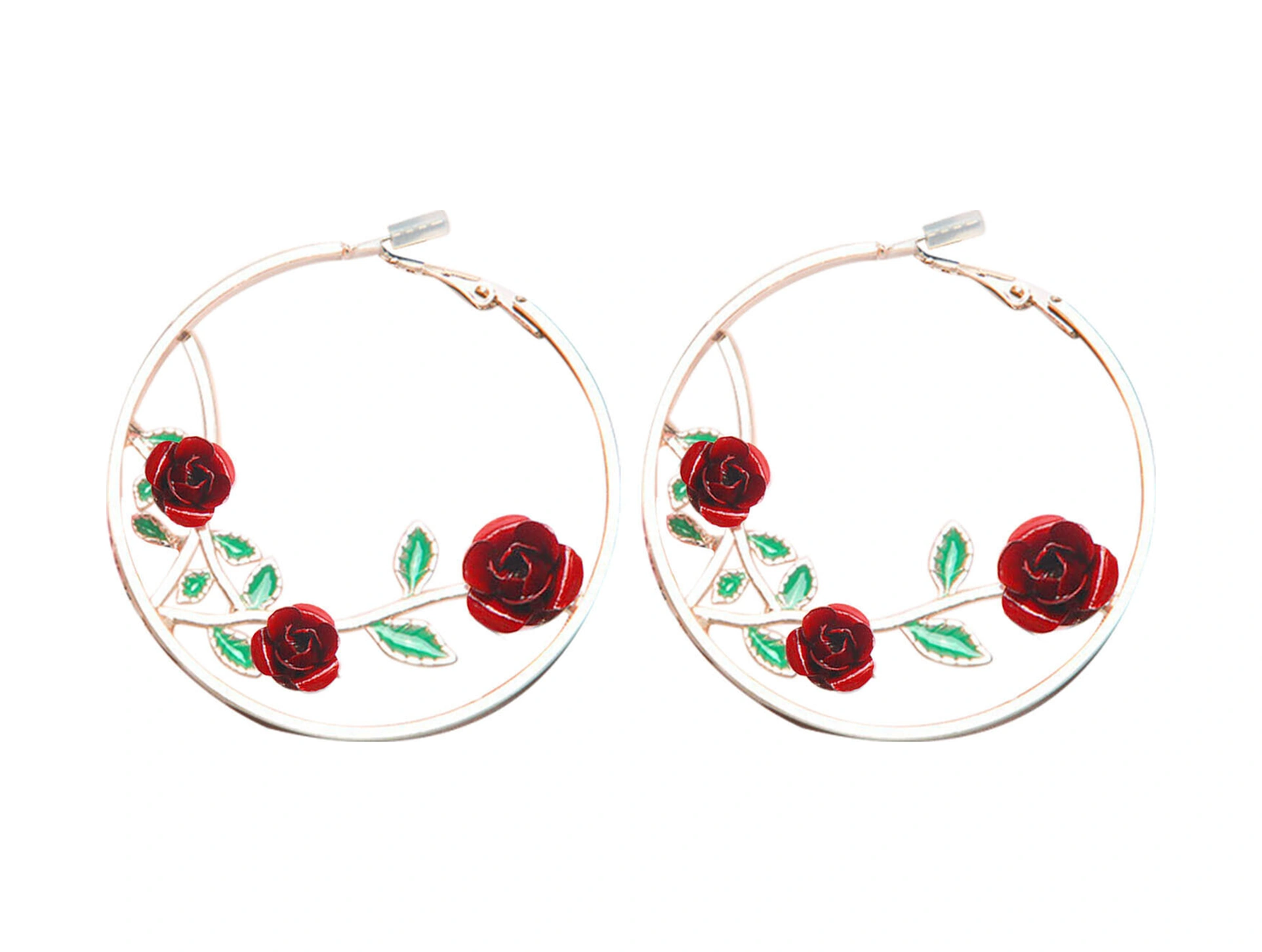 Lemestar Kadınlar İçin Retro Çiçek Desenli Ayna Küpe, Renkli Gül Desenli, Partiler Ve Nikahlar İçin, Allyum Malzeme, 6x5cm, Yüksek Kalite Gold