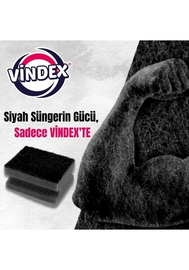 Vindex Glitters Ekstra Güçlü Siyah Sünger 5'li