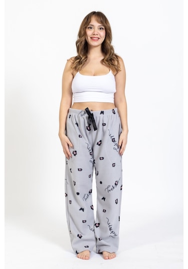 Kadın Polar Kışlık Eşofman Alt Waynap Polar Alt- Gri