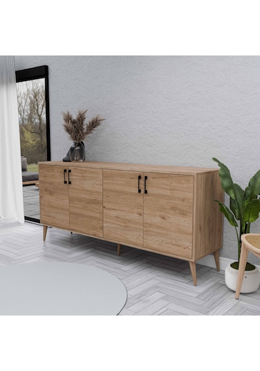 1674 Hera ( Ahşap Ayaklı ) Modern Konsol Sepet 180 CM