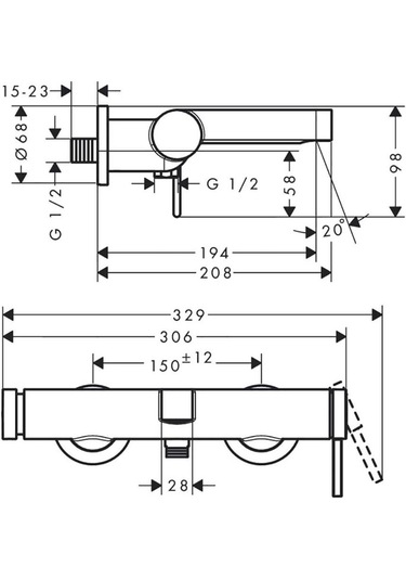 Hansgrohe Finoris Banyo Bataryası Aplike Montaj Krom 76420000
