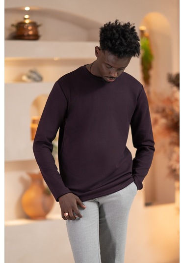 Paul Martin Modal Esnek Kumaş Regular Fit Mevsimlik Sweatshirt Mor