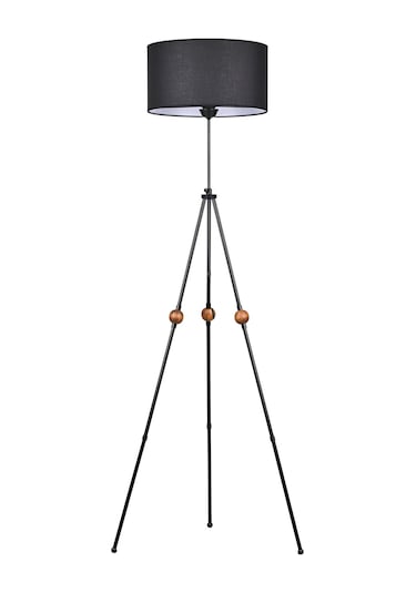 Ahşaplı Tripod Lambader Siyah